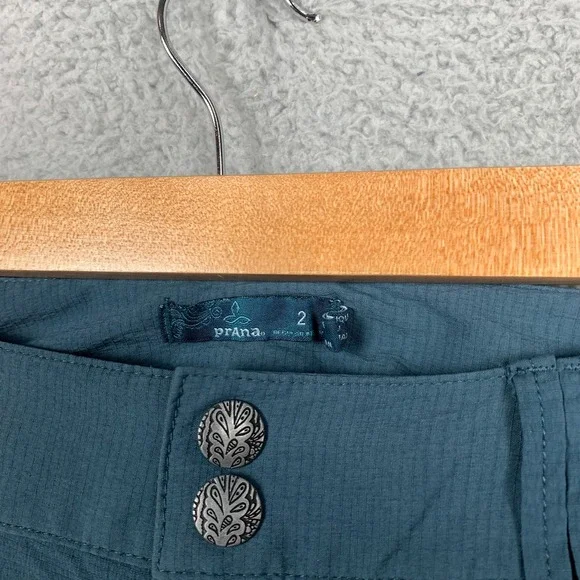 Prana Sage Pants Women's 2‎ Teal Roll Up Hem Convertible Ripstop Hiking Camping - Picture 2 of 8